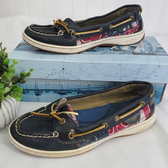 Slperry Top-Sider Angelfish Navy/Patch Mad Women's Slide-In Shoes Size 7.5 M - Picture 1 of 12